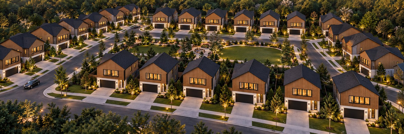 KAHE Development residential community at dusk
